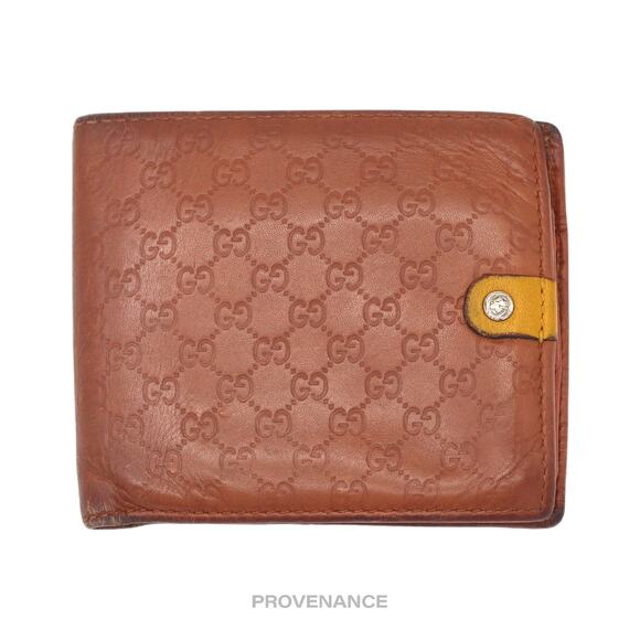🔴 Gucci Bifold Wallet - Orange GG MicroGuccissima Patchwork - Picture 1 of 11
